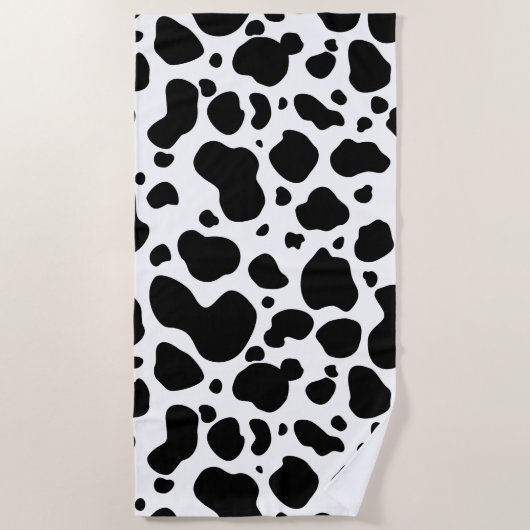 Cow Spots Pattern Black and White Animal Print Strandlaken (Voorkant)