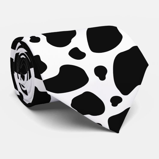 Cow Spots Pattern Black and White Animal Print Stropdas (Opgerold)