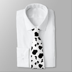 Cow Spots Pattern Black and White Animal Print Stropdas