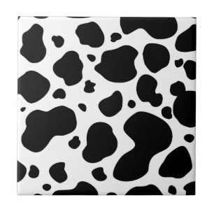 Cow Spots Pattern Black and White Animal Print Tegeltje