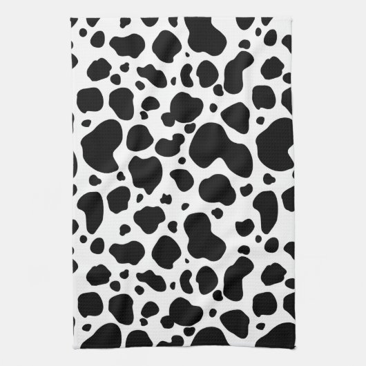 Cow Spots Pattern Black and White Animal Print Theedoek (Verticaal)