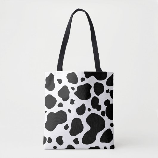 Cow Spots Pattern Black and White Animal Print Tote Bag (Voorkant)