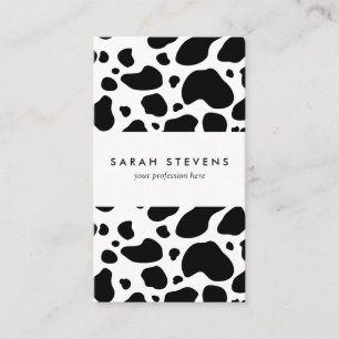 Cow Spots Pattern Black and White Animal Print Visitekaartje