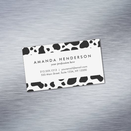 Cow Spots Pattern Black and White Animal Print Visitekaartje Magneet (Voorbeeld)