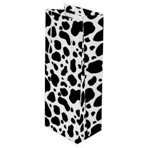 Cow Spots Pattern Black and White Animal Print Wijn Cadeautas