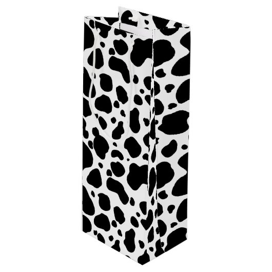 Cow Spots Pattern Black and White Animal Print Wijn Cadeautas (Voorkant Gekanteld)