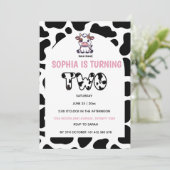 Cow Theme Second Birthday Invitation –Turning TOW  (Debout devant)