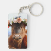 Cow with Flower Crown Keychain (2 sided) (achterkant)