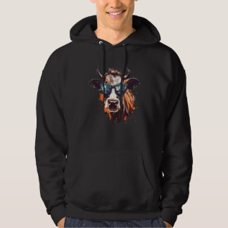 Cow With Sunglasses Farmer 4 Hoodie