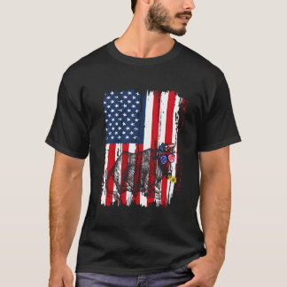 Cow With Usa Flag Patriotic Farmer Usa Cow Animal T-shirt
