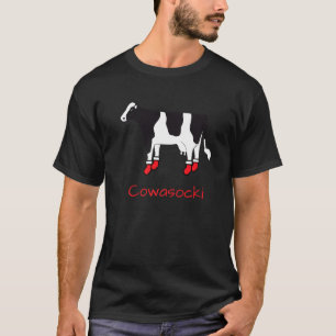 Cowasocki Koe met Rode en Witte Sokken T-shirt