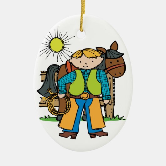 Cowboy2 Keramisch Ornament (Voorkant)