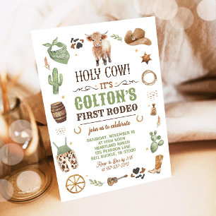 Cowboy 1e Rodeo Schotse Hoogland Koe Thema Verjaar Kaart