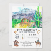 Cowboy 1er Anniversaire Invitation (Devant)