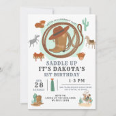 Cowboy 1er Anniversaire Invitation (Devant)
