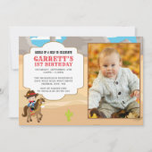 Cowboy 1er anniversaire Photo Party Invitation (Devant)