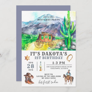 Cowboy 1st Birthday Invitation Kaart