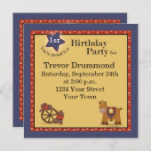 Cowboy 1st Birthday Uitnodiging (Voorkant / Achterkant)