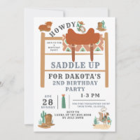 Cowboy 2e anniversaire Boy Invitation