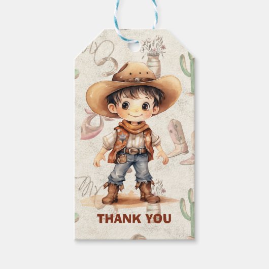 Cowboy 5th Birthday Bash Cadeaulabel (Voorkant)