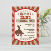 Cowboy 5th Birthday Party Invitation Kaart (Staand voorkant)