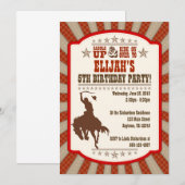 Cowboy 5th Birthday Party Invitation Kaart (Voorkant / Achterkant)