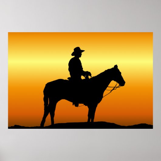 Cowboy à Sunset Wall Poster murale (Devant)