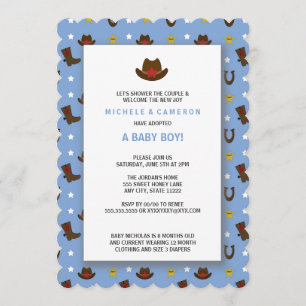 Cowboy Adoption Baby shower nodigt uit Kaart