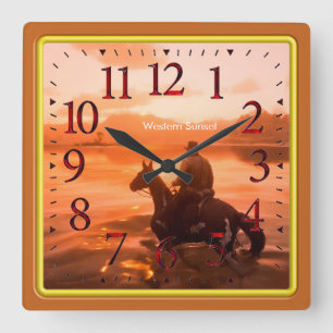 Cowboy-afbeelding voor acrylwandklok vierkante klok