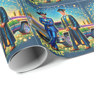 Cowboy Afstuderen Guy Met Pickup Truck Custom Cadeaupapier