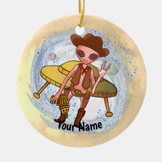 Cowboy Alien-sieraad Keramisch Ornament (Voorkant)