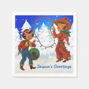 Cowboy and Cowgirl Kinder Winter Party Napkins Servetten