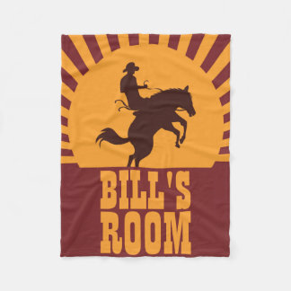 Cowboy and Horse Rodeo Sunset Fleece Deken