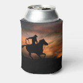 Cowboy and Horse Roping and Sunset Blikjeskoeler (Blikje Achterkant)
