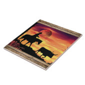 Cowboy and Longhorn Steer Tegeltje (Zijkant)