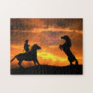 Cowboy and Wild Horse Stallion Legpuzzel