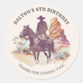 Cowboy Anniversaire Fête Favoriser Stickers (Devant)