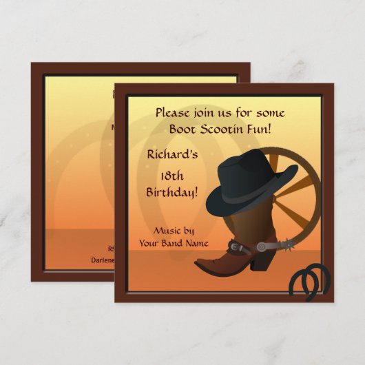 Cowboy Anniversaire Fête Invitation personnalisée (Devant / Derrière)