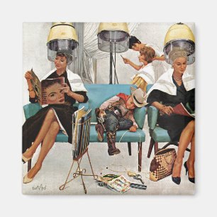 Cowboy Aslapen in Beauty Salon Magneet