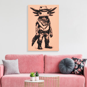 cowboy axolotl canvas afdruk