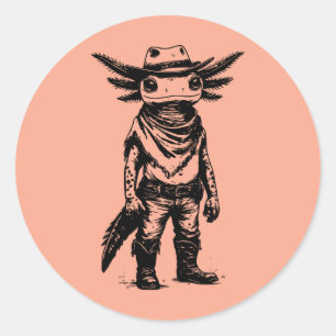 cowboy axolotl ronde sticker