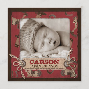 Cowboy Baby Announcement Square Aankondiging