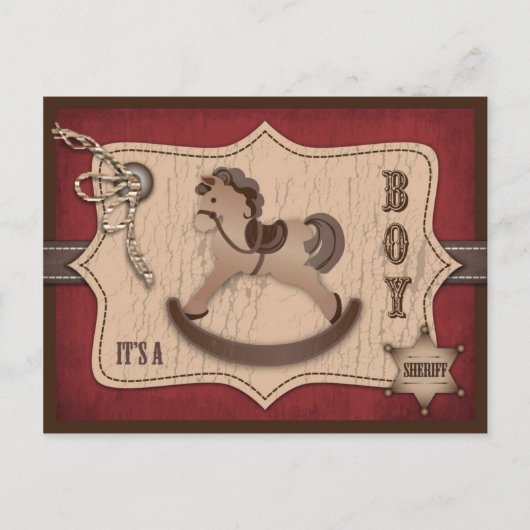 Cowboy-Baby-Briefkaart Aankondigingskaart (Voorkant)