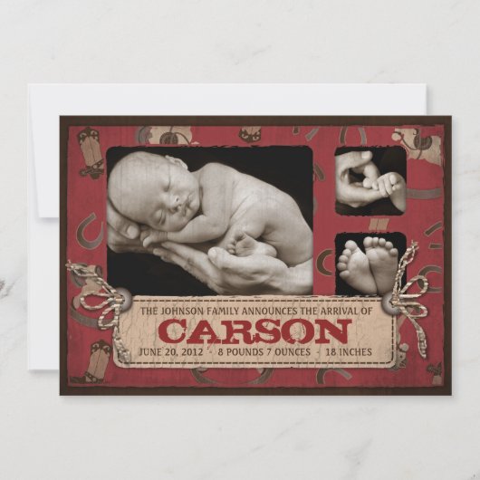 Cowboy Baby Faire-part Card 2 (Devant)