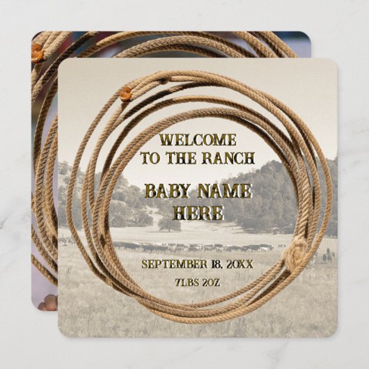 Cowboy Baby Geboorteaankondiging (Voorkant / Achterkant)