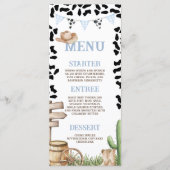 Cowboy Baby Shower 4x9 Menu Card (Devant)