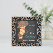 Cowboy Baby shower Boy Blue Brown Kaart (Staand voorkant)