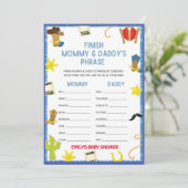Cowboy Baby shower Game - Editable Name, 5x7 size Kaart (Staand voorkant)
