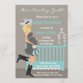 Cowboy Baby shower Invitation - Blonde Western Kaart