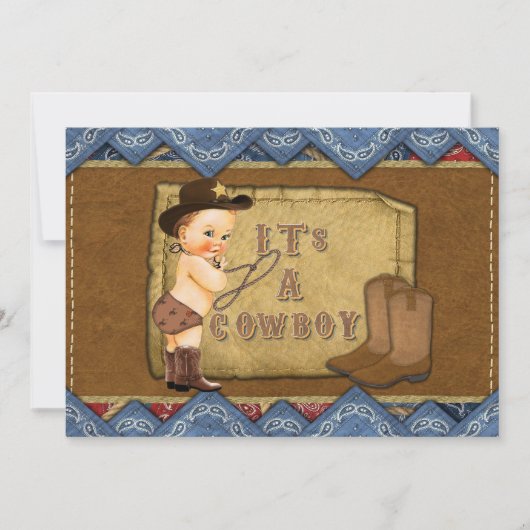 Cowboy Baby shower Invitation Kaart (Voorkant)